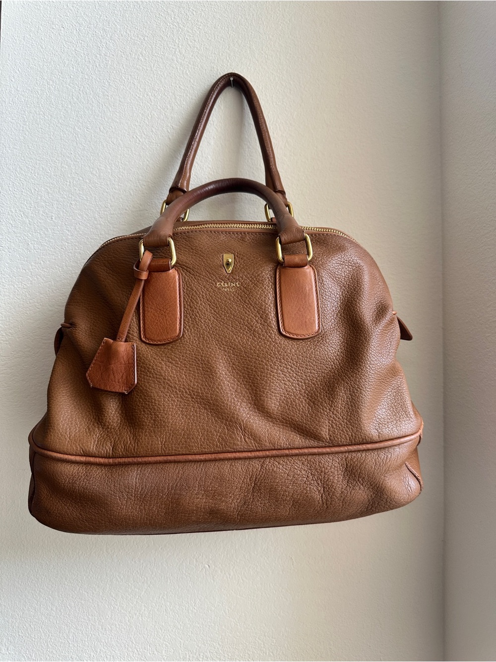 CELINE 🤎 by Phoebe Philo Original Large Brown Leather Bowling Bag Handbag